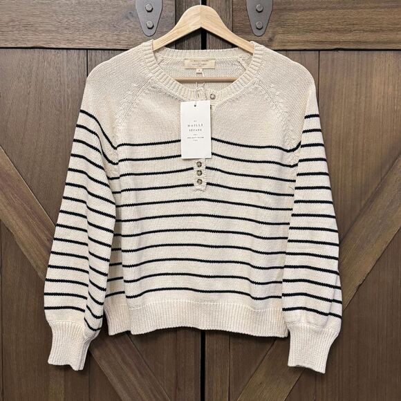 NWT Sezane Leontine Jumper Striped Button Front Sweater Small - Picture 2 of 10